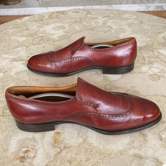 Peal & Co. For Brooks Brothers Slip On Wingtip Leather Shoes - Size 13D - Picture 5 of 12